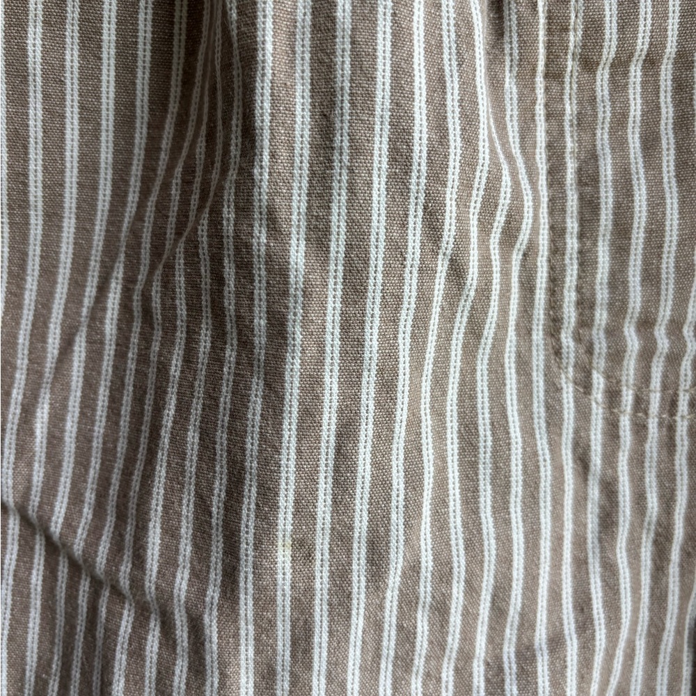 Alia High Waist Striped Shorts - Brown and White